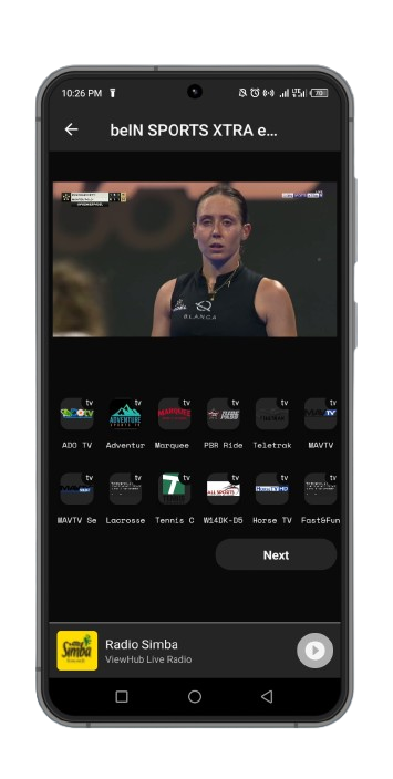 ViewHub app playing free radio stations